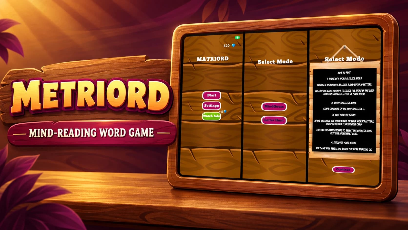 Metriord — Word Game — portfolio banner