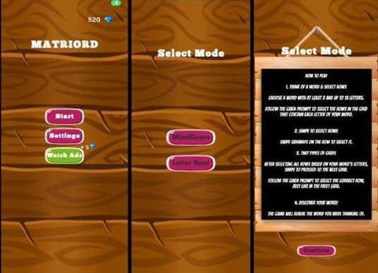 Menu and mode selection